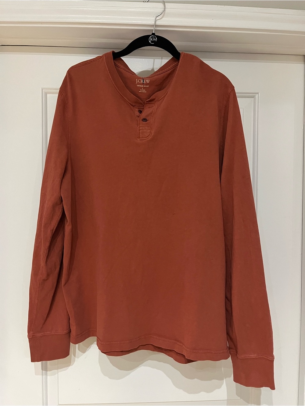 J. Crew Men's Long Sleeve Henley in Rust